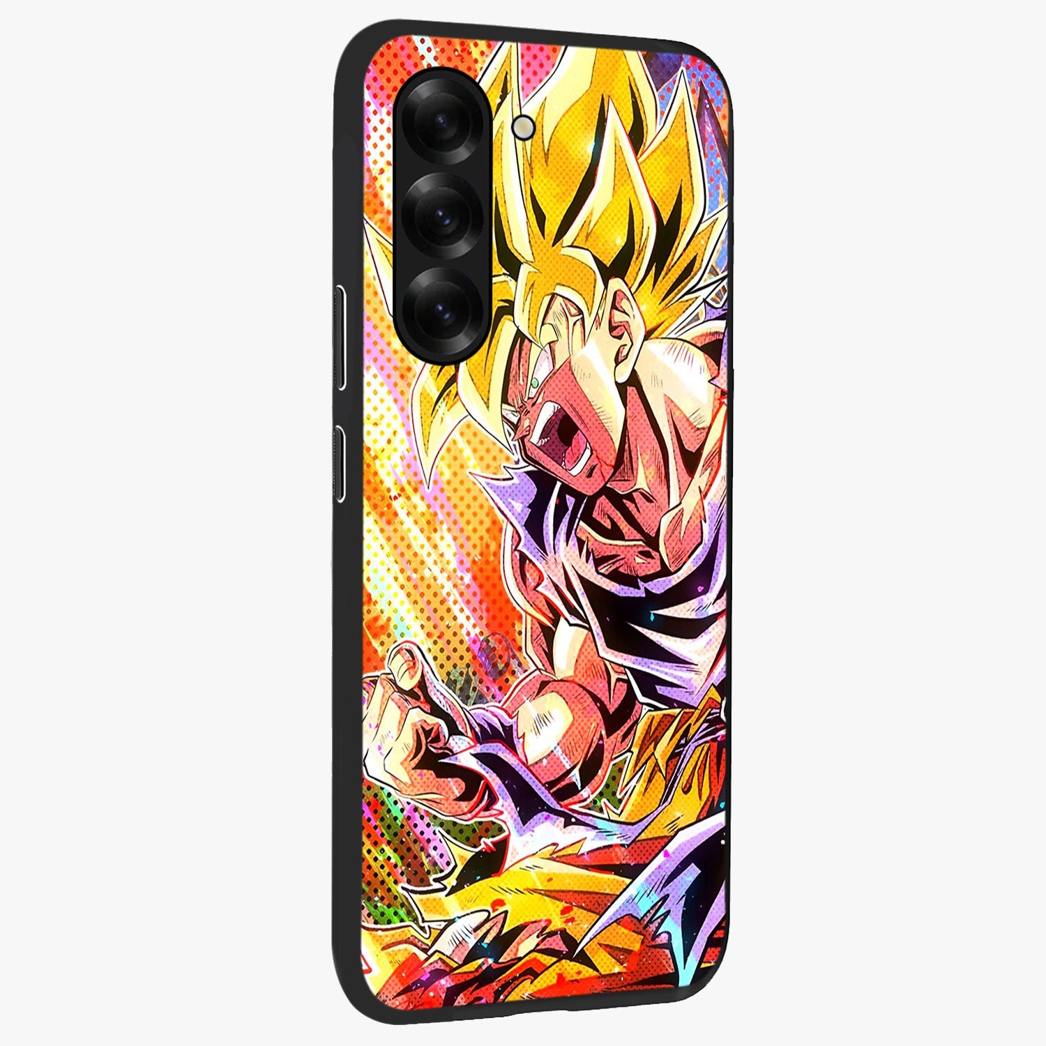 Firing Goku Glass Case upright view showcasing energetic anime artwork with bold warrior theme.
