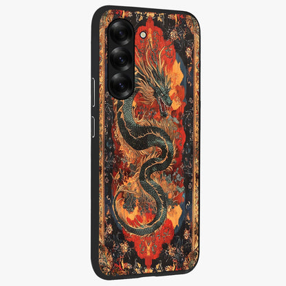 Inferno Dragon Soul Glass Case upright view showcasing intense dragon artwork with fantasy fire theme.