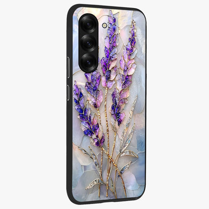 Lavender Dream Glow Glass Case upright view showcasing radiant lavender glow artwork with calming dreamy theme.