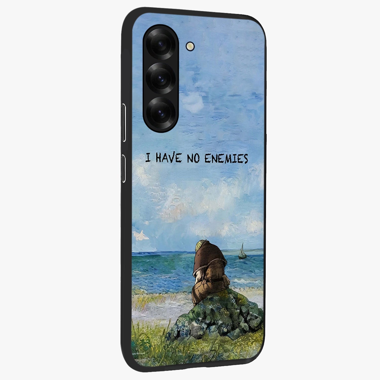 Peace Beyond War Glass Case upright view showcasing powerful peace symbol artwork with inspirational theme.
