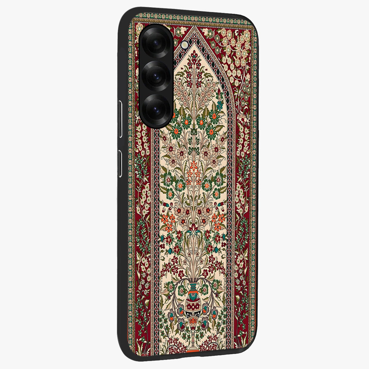 Persian Inspired Glass Case upright view showcasing decorative Persian artwork with rich heritage theme.