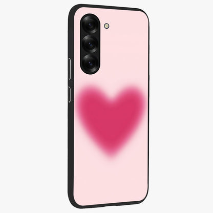 Pink Aura Heart Glass Case upright view showcasing romantic heart artwork with soft pastel theme.