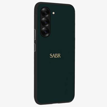 Sabr Minimal Patience Glass Case upright view showcasing calm minimalist artwork with motivational patience theme.