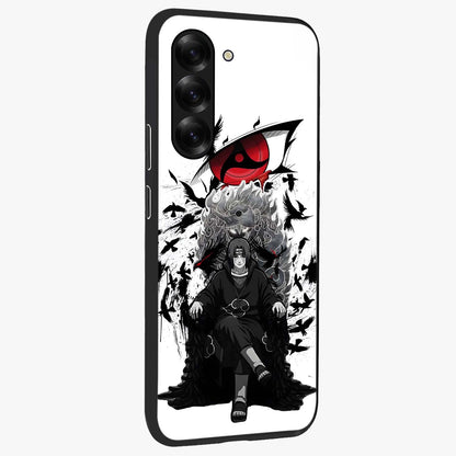Uchiha Shadow Throne Glass Case upright view showcasing magical underwater galaxy artwork with vibrant cosmic theme.