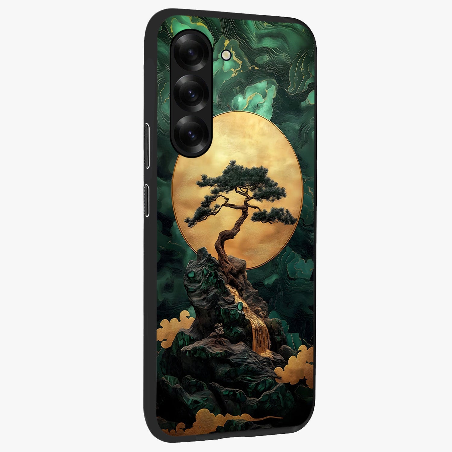 Zen Moon Rise Glass Case upright view showcasing serene moon artwork with tranquil night theme.