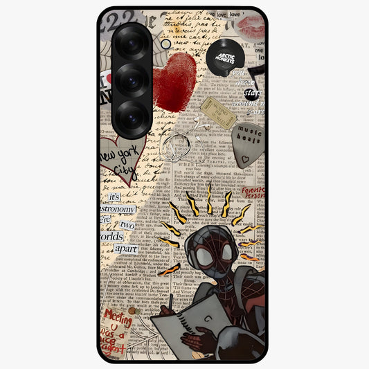 City Dream Sketch Glass Case showing flat back view with artistic city skyline sketch artwork and glossy glass finish.