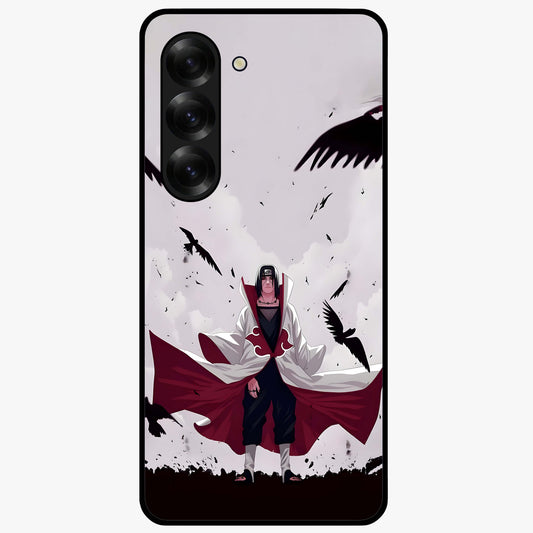 Crimson Crow Ascension Glass Case showing flat back view with mystical crow artwork and glossy glass finish.