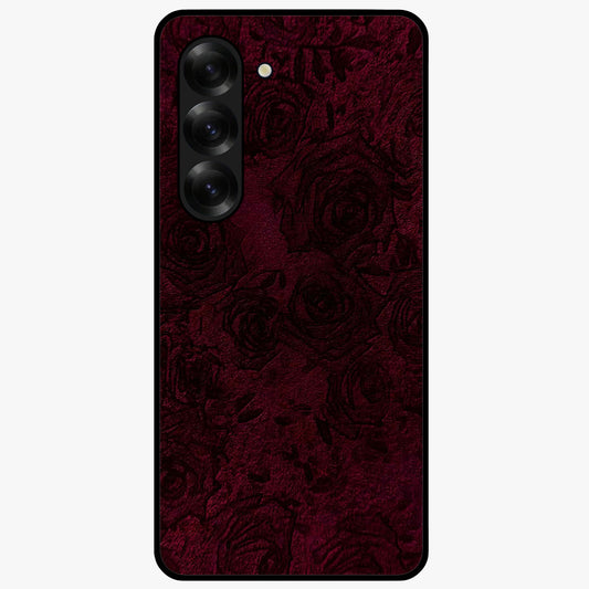 Crimson Fade Flow Glass Case showing flat back view with flowing crimson gradient artwork and glossy glass finish.