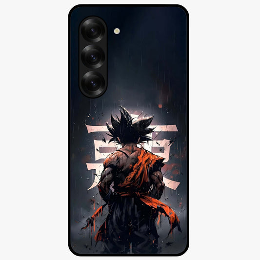 Dark Warrior In Rain Glass Case showing flat back view with warrior artwork in rainy atmosphere and glossy glass finish.