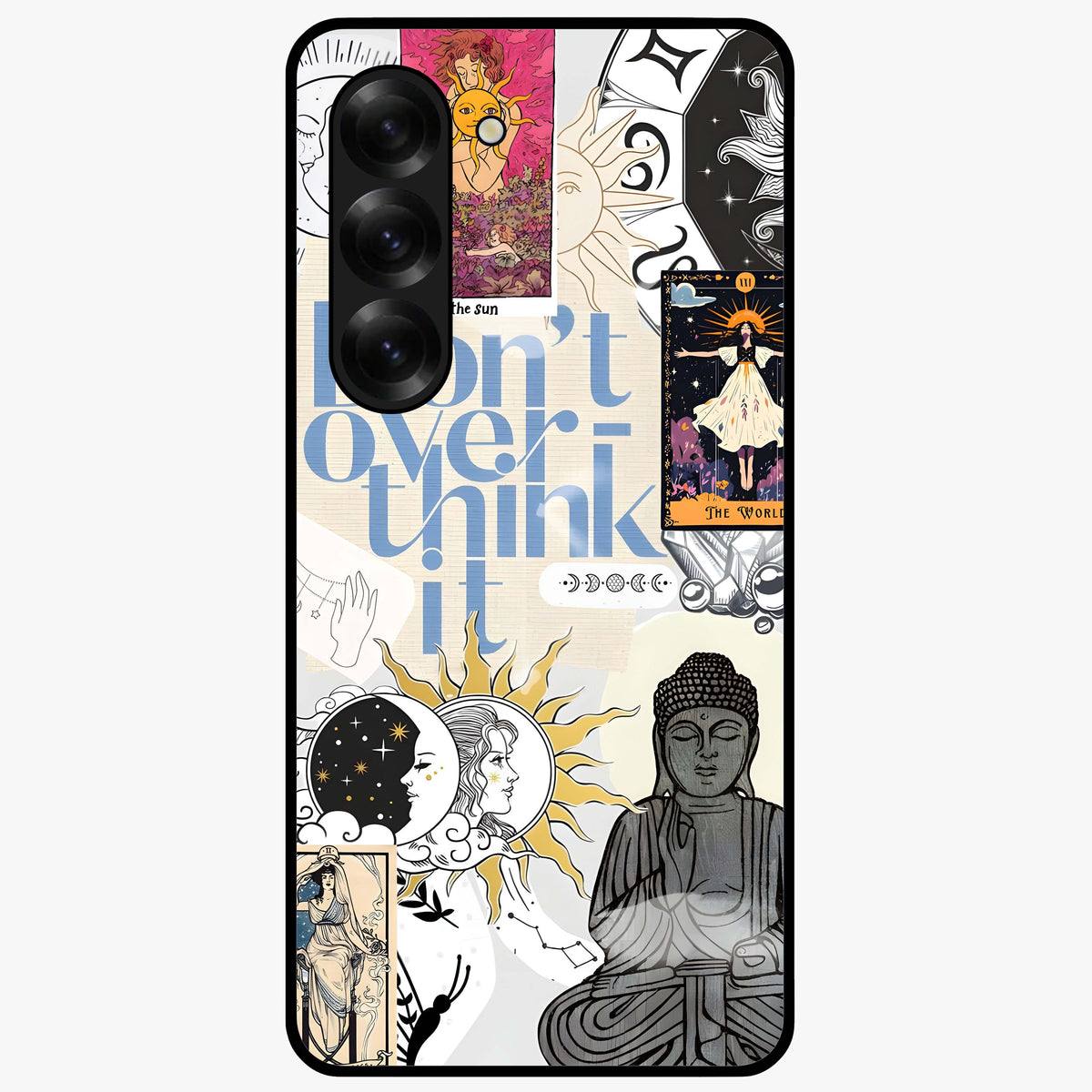 Ethereal Thoughts Glass Case showing flat back view with dreamy artistic artwork and glossy glass finish.