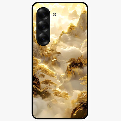 Gates Of Illumination Glass Case showing flat back view with mystical illuminated gate artwork and glossy glass finish.