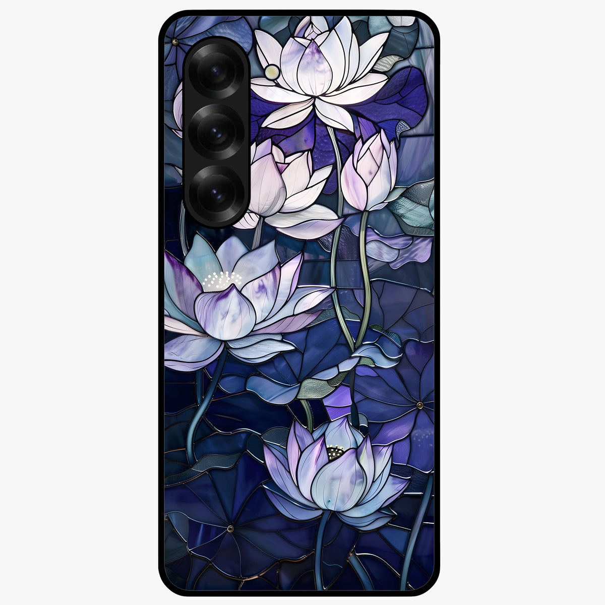 Gloss Petal Rush Glass Case showing flat back view with glossy flower petal artwork and smooth glass finish.