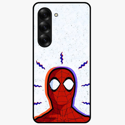 Omg Spiderman Glass Case showing flat back view with bold superhero inspired artwork and glossy glass finish.