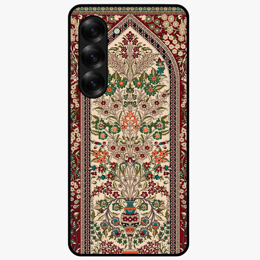 Persian Inspired Glass Case showing flat back view with ornate Persian style pattern artwork and glossy glass finish.