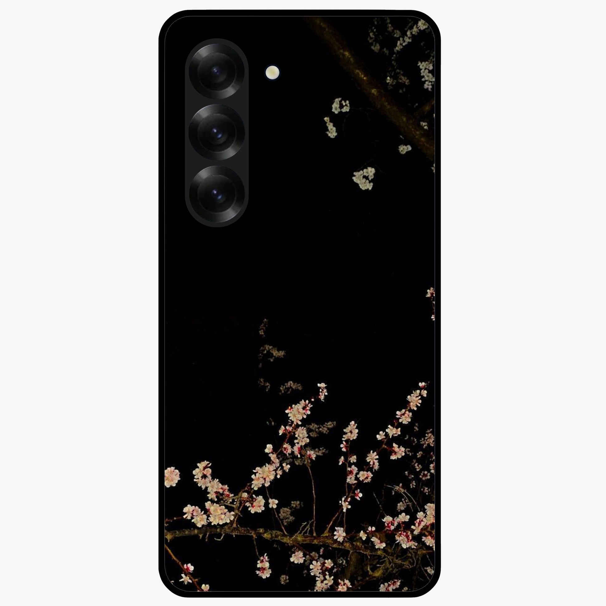 Petal Moon Light With Custom Name Glass Case showing flat back view with floral moonlight artwork and personalized name design.