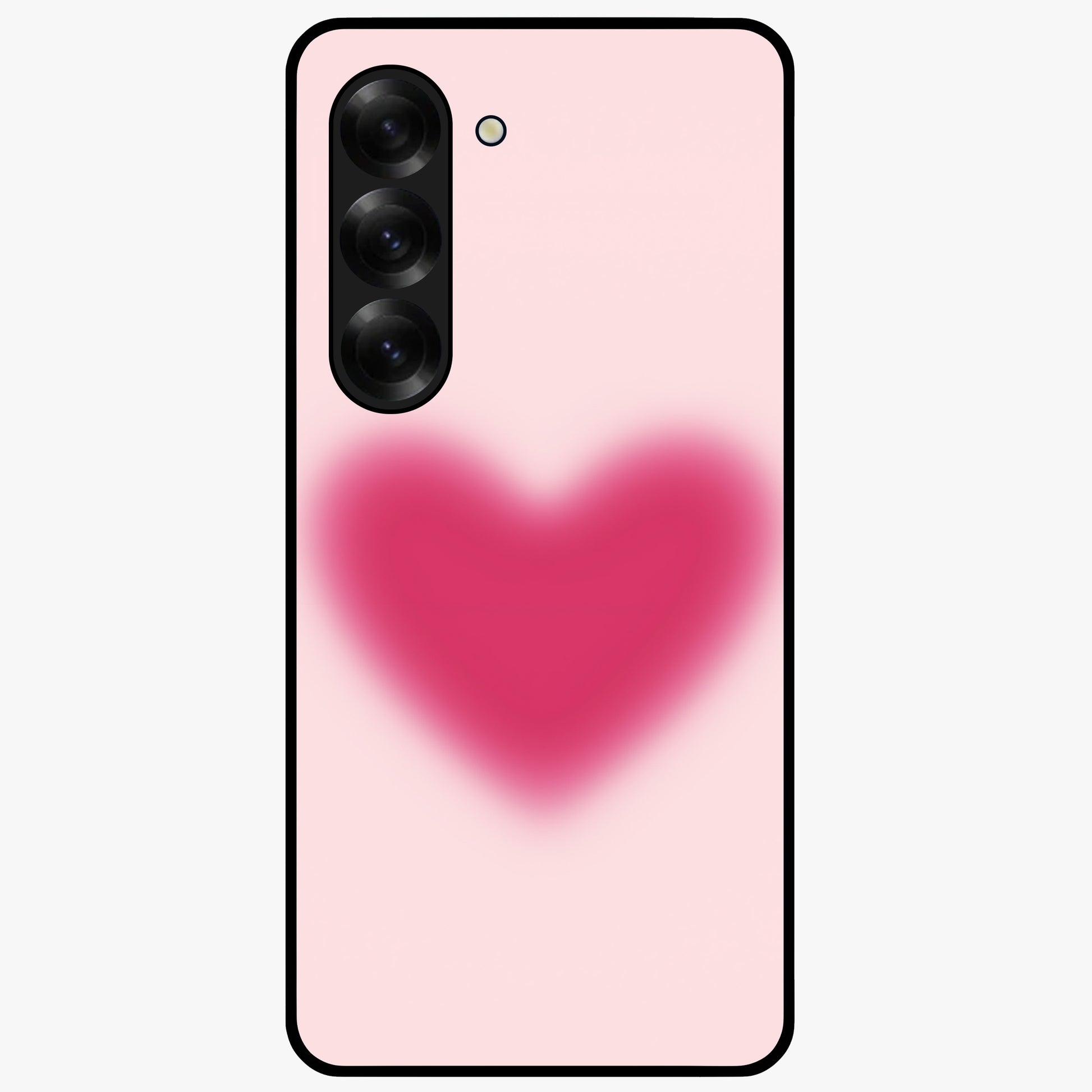 Pink Aura Heart Glass Case showing flat back view with glowing heart artwork and glossy glass finish.