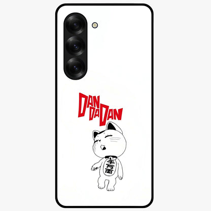 Playful Spirit Charm Glass Case showing flat back view with cheerful charm themed artwork and glossy glass finish.