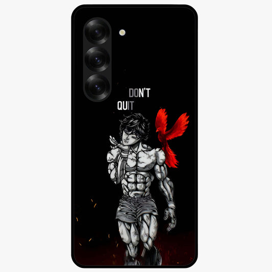 Rise Beyond Limits Glass Case showing flat back view with motivational typography artwork and glossy glass finish.