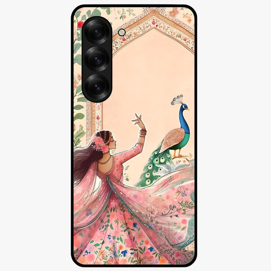 Royal Grace Muse Glass Case showing flat back view with elegant artistic artwork and glossy glass finish.