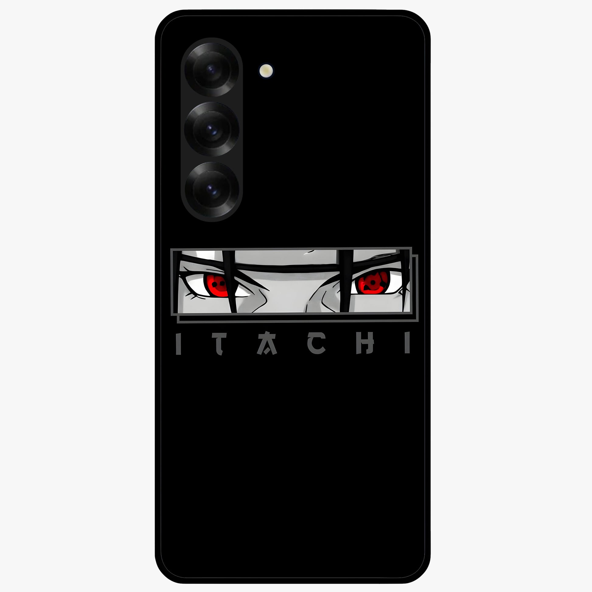 Scarlet Gaze Dominance Glass Case showing flat back view with striking red themed artwork and glossy glass finish.