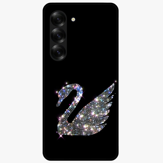 Starlit Swan Grace Glass Case showing flat back view with graceful swan artwork under starry sky and glossy glass finish.