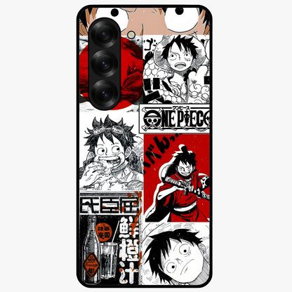 Strawhat Chaos Panels Glass Case showing flat back view with anime inspired chaos panel artwork and glossy glass finish.