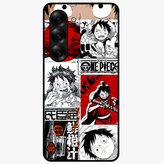 Strawhat Chaos Panels Glass Case showing flat back view with anime inspired chaos panel artwork and glossy glass finish.
