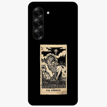 The Empress Glass Case showing flat back view with regal feminine artwork and glossy glass finish.