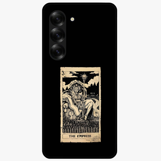 The Empress Glass Case showing flat back view with regal feminine artwork and glossy glass finish.
