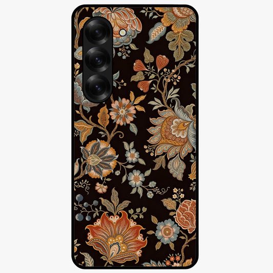 Vintage Floral Dream Glass Case showing flat back view with classic floral artwork and glossy glass finish.