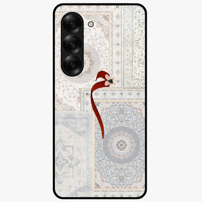 White Aesthetic Bow Glass Case showing flat back view with minimal bow artwork and glossy glass finish.