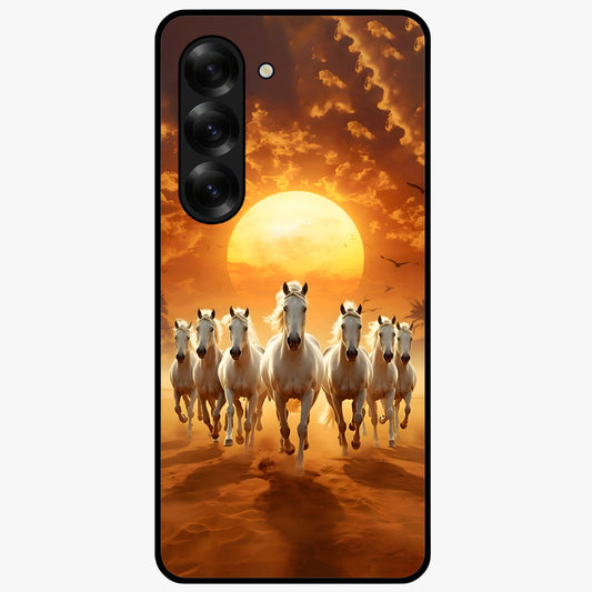 Wild Sunset Majesty Glass Case showing flat back view with majestic sunset landscape artwork and glossy glass finish.