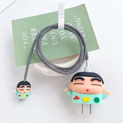 Shinchan Apple iPhone Charger Case | Lightning Charger/Cable Protector Cover for iPhone Charger- Shinchan Cable