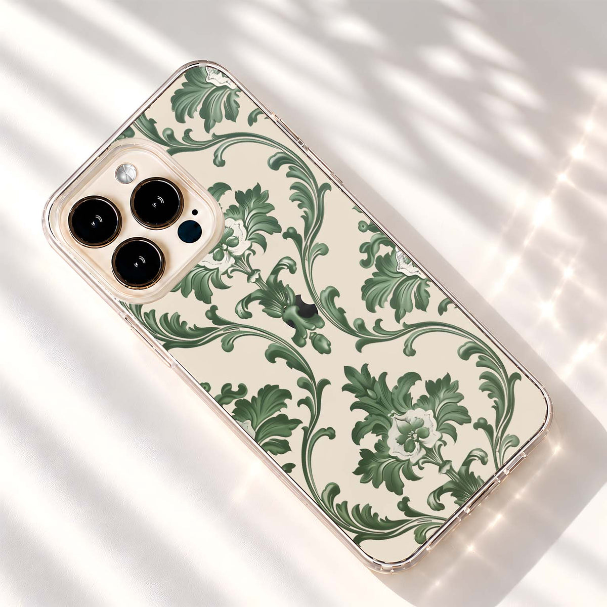 Sage Victorian Damask Clear Silicon Cover