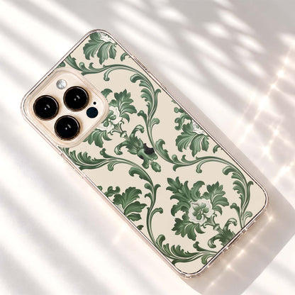 Sage Victorian Damask Clear Silicon Cover