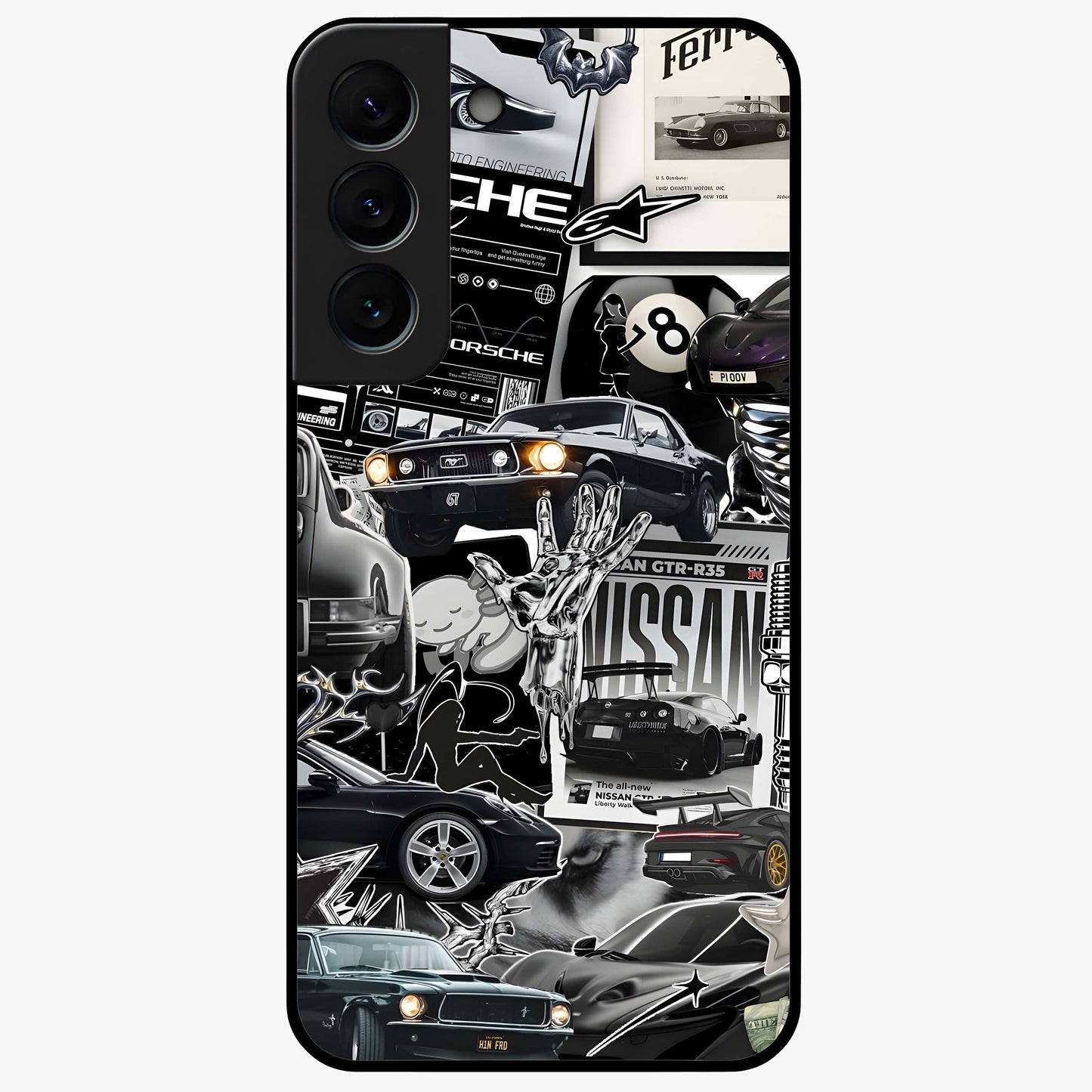 Aesthetic Dark Love Glass Case showing flat back view with dark romantic artwork and glossy glass finish.