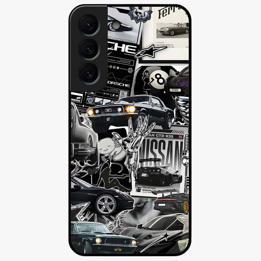 Aesthetic Dark Love Glass Case showing flat back view with dark romantic artwork and glossy glass finish.