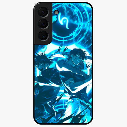 Cursed Energy Clash Glass Case showing flat back view with intense cursed energy artwork and glossy glass finish.