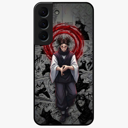 Cursed Ritual Ascension Glass Case showing flat back view with dark ritual themed artwork and glossy glass finish.