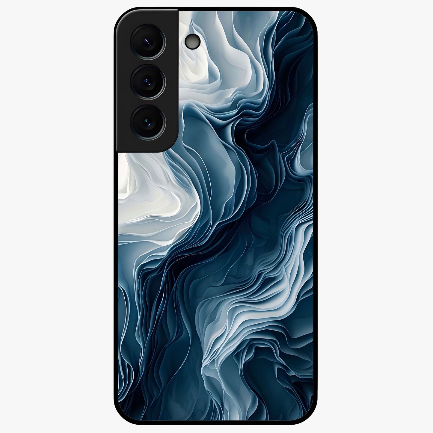 Ethereal Paper Marble Glass Case showing flat back view with soft marble paper texture artwork and glossy glass finish.