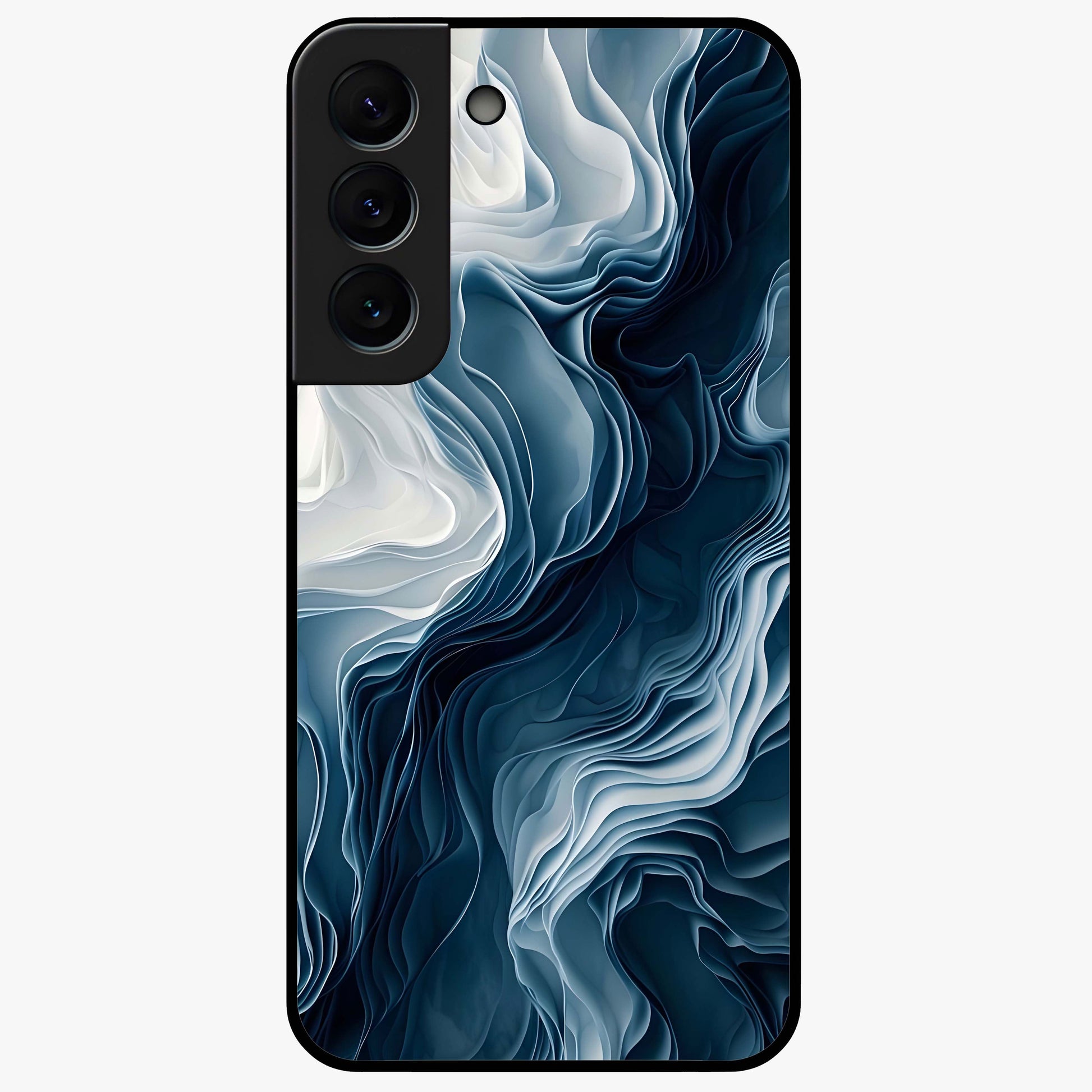 Ethereal Paper Marble Glass Case showing flat back view with soft marble paper texture artwork and glossy glass finish.