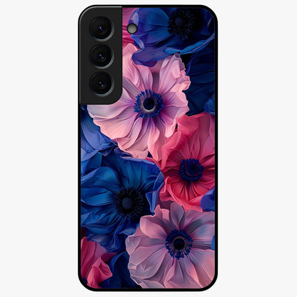 Flower Paper Art Pattern Glass Case showing flat back view with paper cut style floral artwork and glossy glass finish.