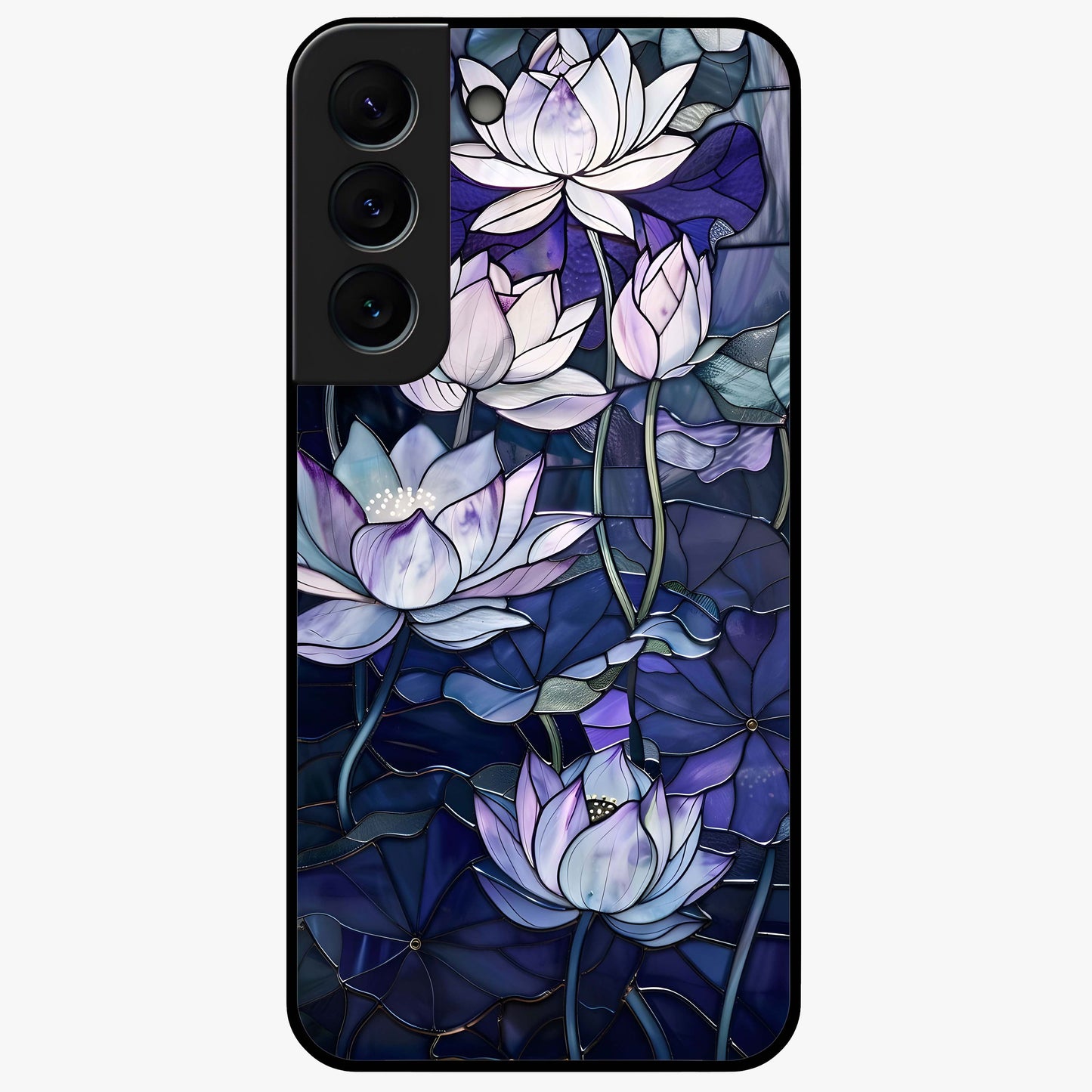 Gloss Petal Rush Glass Case showing flat back view with glossy flower petal artwork and smooth glass finish.