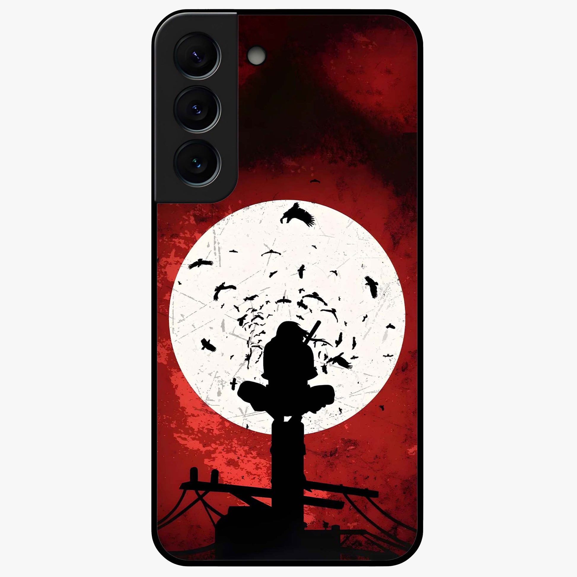 Itachi Limited Edition Naruto Anime Glass Case showing flat back view with iconic anime character artwork and glossy glass finish.