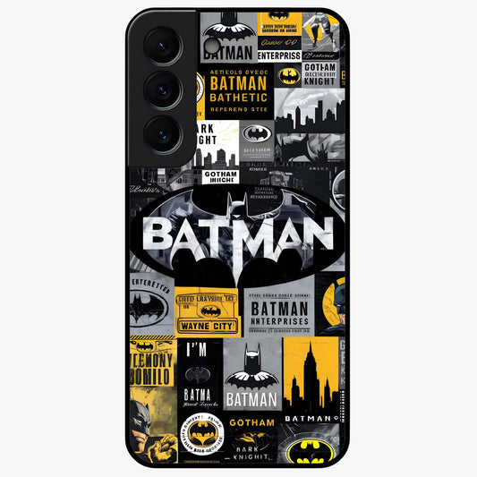 Knight Gotham Rise Glass Case showing flat back view with dark hero inspired artwork and glossy glass finish.