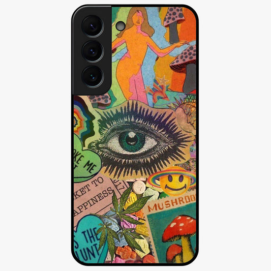 Mystic Eye Wonderland Glass Case showing flat back view with mystical eye themed artwork and glossy glass finish.