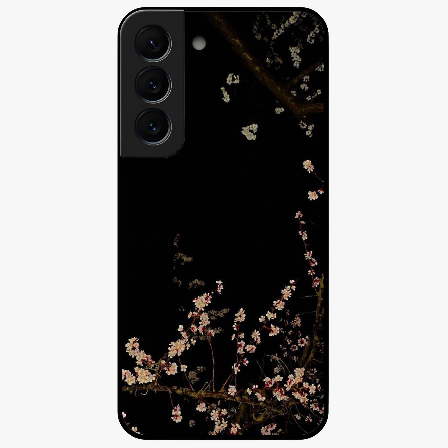 Petal Moon Light With Custom Name Glass Case showing flat back view with floral moonlight artwork and personalized name design.