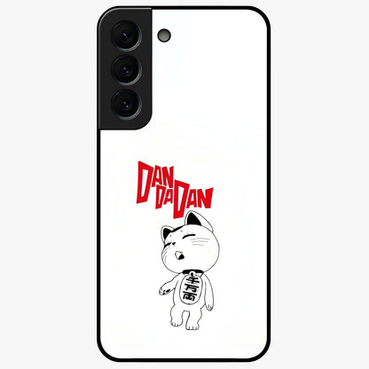 Playful Spirit Charm Glass Case showing flat back view with cheerful charm themed artwork and glossy glass finish.