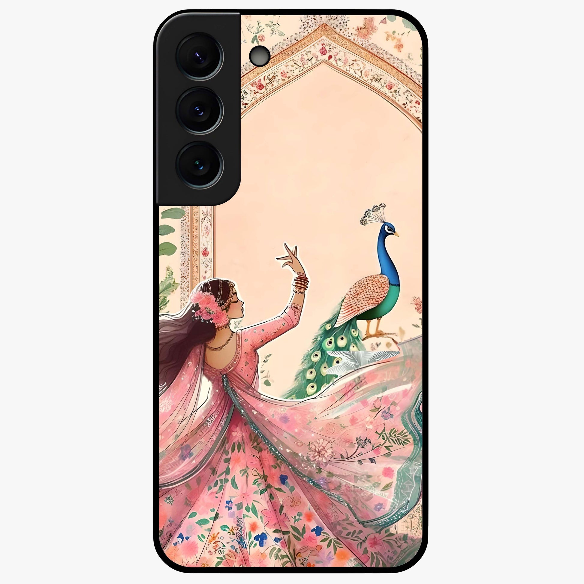 Royal Grace Muse Glass Case showing flat back view with elegant artistic artwork and glossy glass finish.