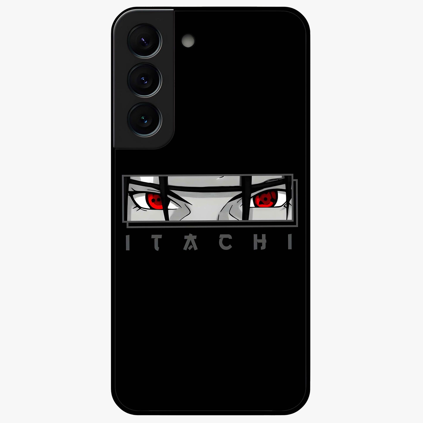 Scarlet Gaze Dominance Glass Case showing flat back view with striking red themed artwork and glossy glass finish.